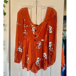 Urban Outfitters Red/Orange Long-Sleeve Romper XS